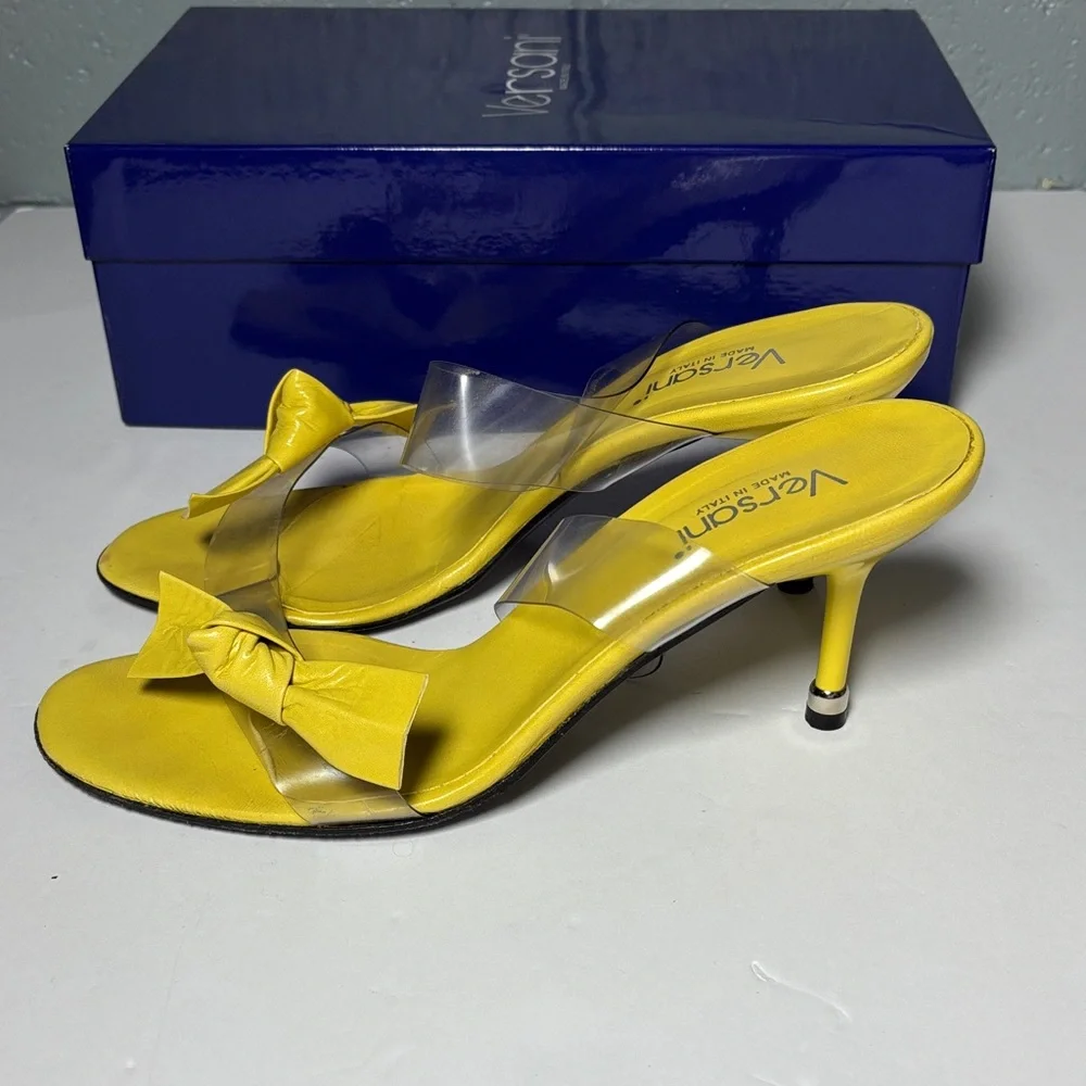 Versani Yellow Heels Sandals Women Size 8 1/2 - Picture 7 of 16